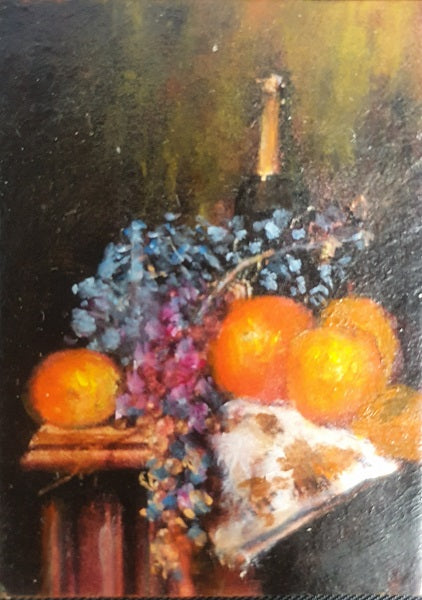 Oil Painting, Wine & Fruit