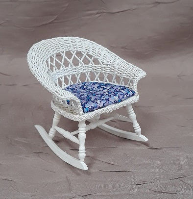 Woven Wicker Rocking Chair, White