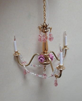 Chloe Chandelier with Pink Roses