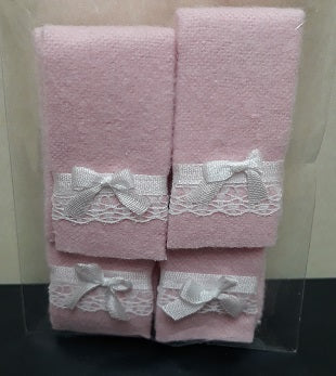 Towels with Bows, Pink