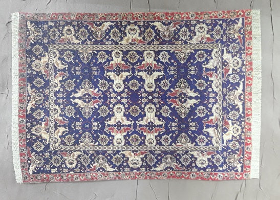 Rug, Oriental, Medium, Blue, Cream, Red