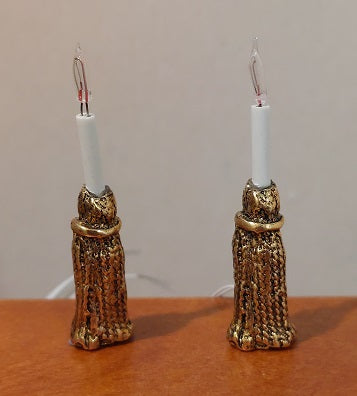 CCB0483, Brass Tassel Candlestick Pair