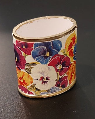 Wastebasket, Pansies