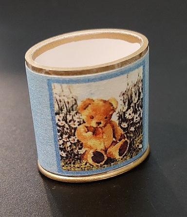 Wastebasket, Teddy Bear with Daisies