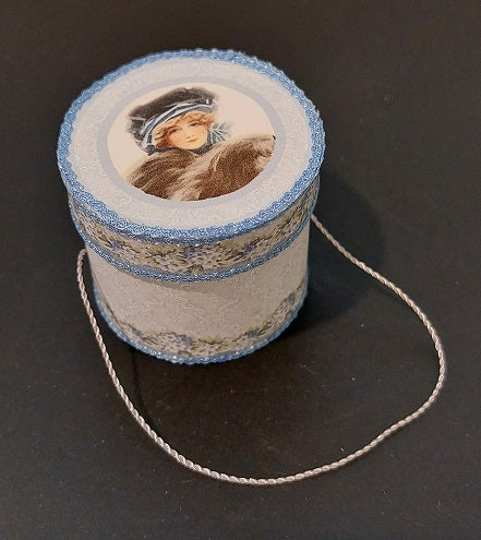 Victorian Round Hat Box, Blue