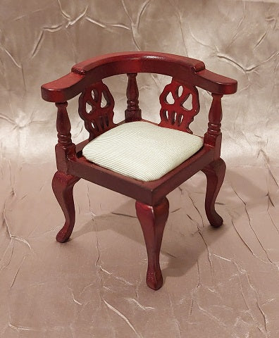 Corner Chair, Mahogany, Cream