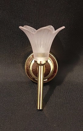 Brass Sconce with Pink Tulip Shade, LED