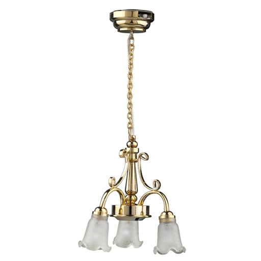 3 Arm Frosted Down Tulip Chandelier, LED
