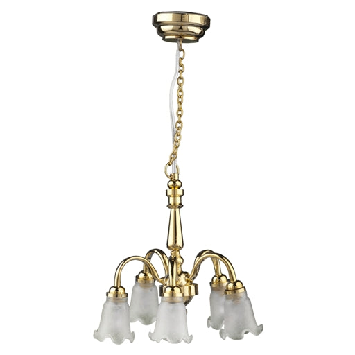 5 Arm Frosted Down Tulip Chandelier