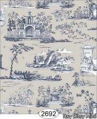 Rose Hill Toile Navy & Gray Wallpaper