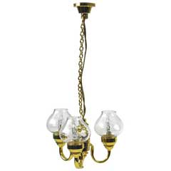 3 Arm Wingate Chandelier, Clear Globes