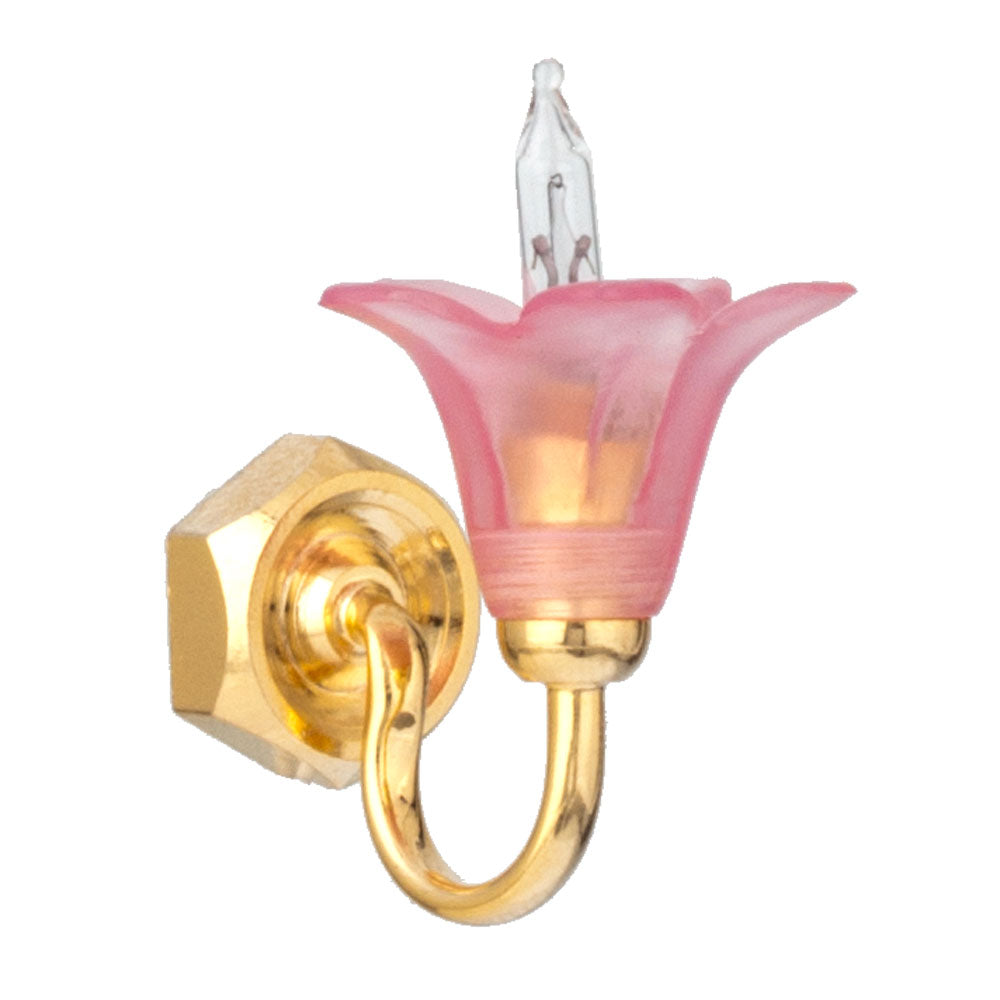 Single Pink Tulip, Brass Sconce