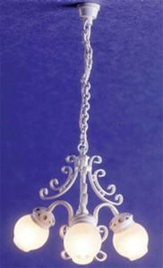 3 Arm Filigree Chandelier, White