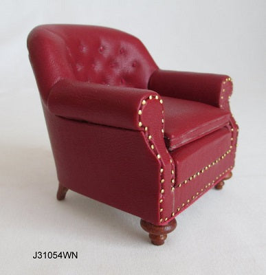 1800 Club Chair, Walnut, Red