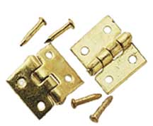 Brass Door Hinge & Nail, 6pc
