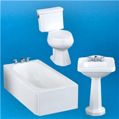 Modern White Resin Bathroom Set, 3pc