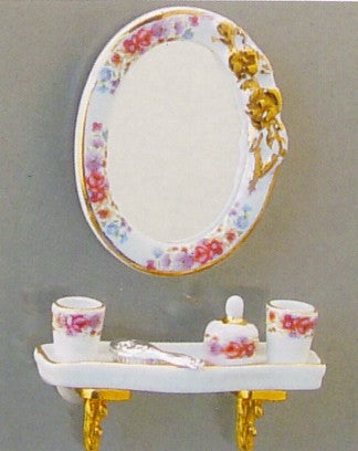 Dresden Rose Bath Mirror Set