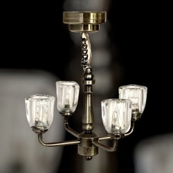 4 Arm Contemporary Chandelier, Platinum, LED