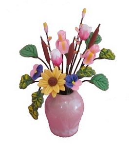 Assorted Flowers in Pink Vase