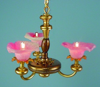 Pink Shade 3 Light Chandelier