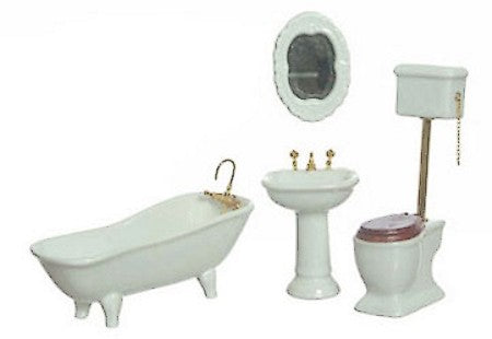 Old Fashioned White Bath Set, 4pc