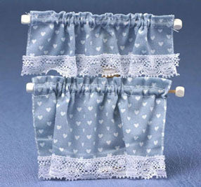 Cottage Curtains, Nursery Hearts, Blue