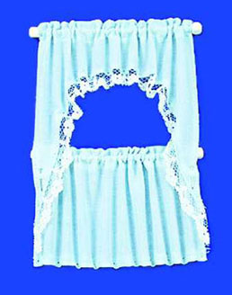 Curtains, Ruffled Cape Set, Blue