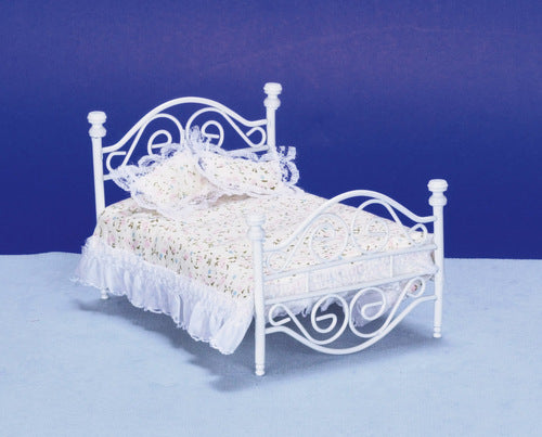 Metal Double Bed, White