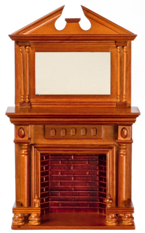 Fireplace with Mirror, Walnut