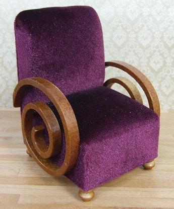 Art Deco Arm Chair, Red, Walnut