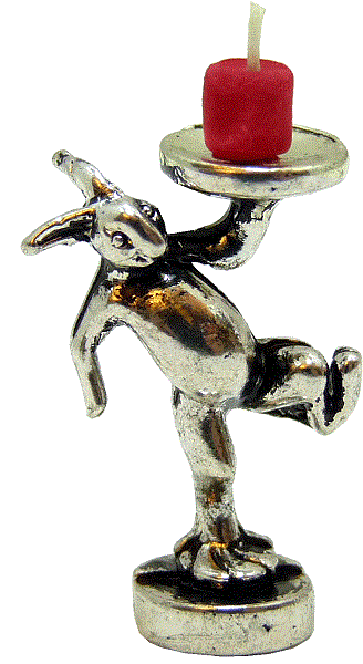 Rabbit Candlestick with Red Candle