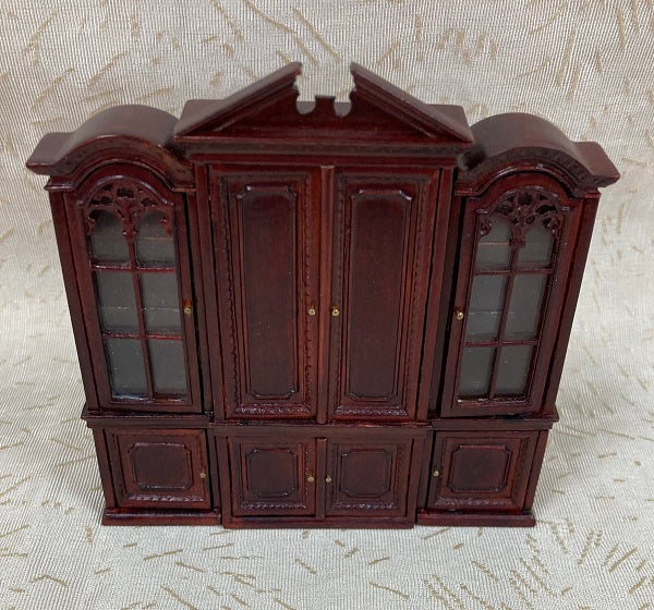 1/2" Scale Library Wall Unit, 3 pieces, Mahogany
