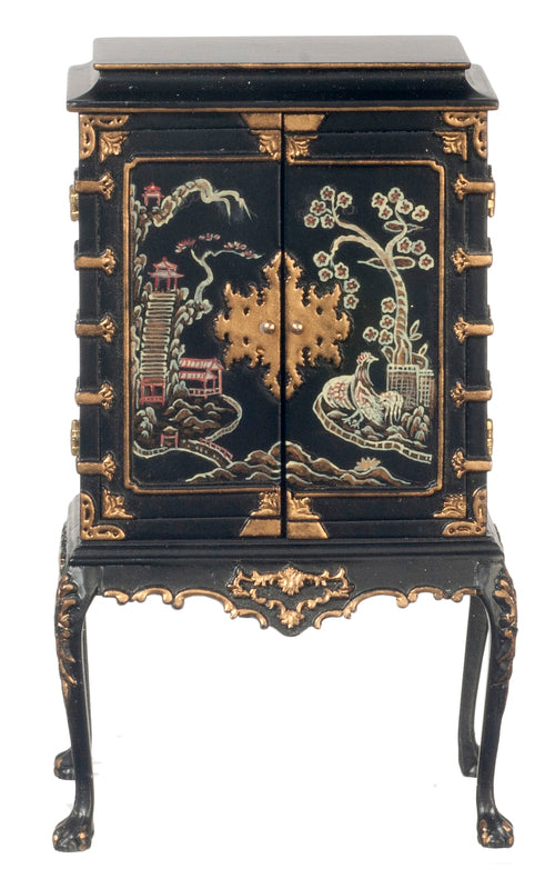 Chinese Chippendale Cabinet, Black