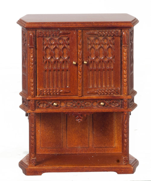 Gothic Style Aubrey Cabinet, Walnut