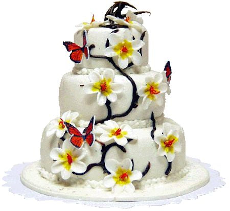 3 Tier Butterfly Flower Cake