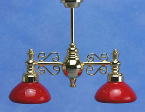 Billiard Chandelier, Red Shade