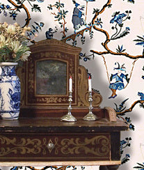 Indochine Blue Wallpaper