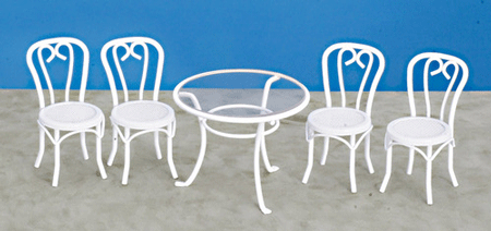 Patio Table & Chair Set, White