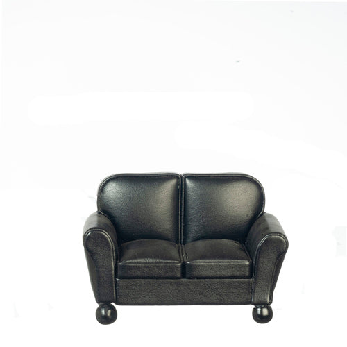 Faux Black Leather Loveseat