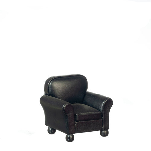 Faux Black Leather Arm Chair