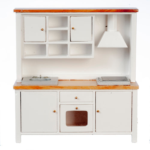Kitchen Sink & Stove Cabinet, White & Oak