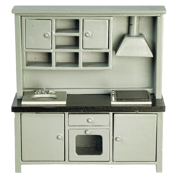 Kitchen Sink, Stove, & Cabinet Unit, Gray