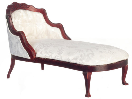 Chaise, Mahogany, White Brocade