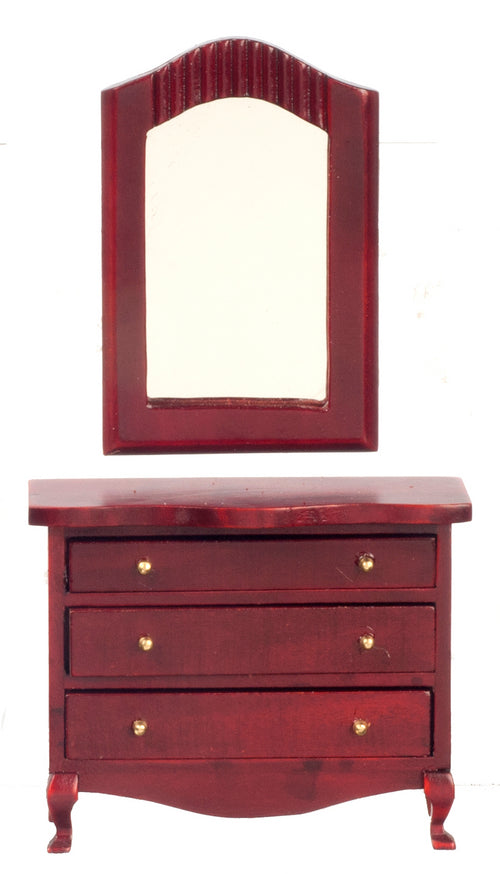 Dresser, Low with Mirror, Mahogany