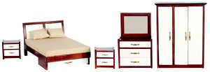 Modern Bedroom Set, 5pc, Mahogany