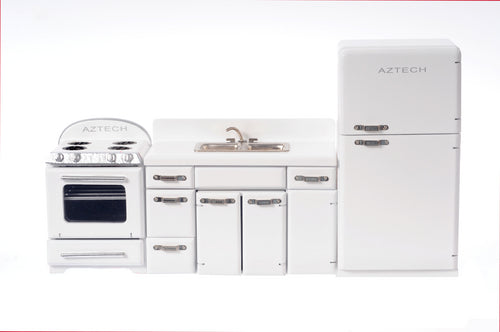 1950's Kitchen Set, 3pc, White