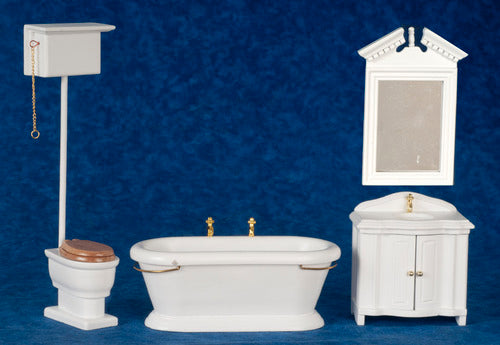Old Fashion Bathroom Set, White, 4pc