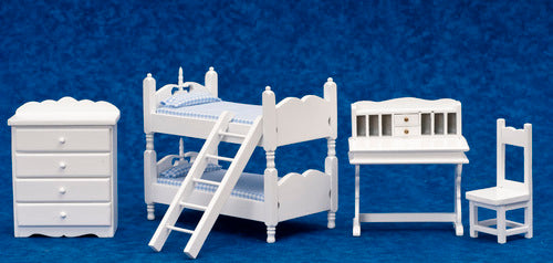 Bunk Bed Set, 5pc, White, Blue