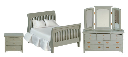 Slat Bedroom Set, 3pc, Gray