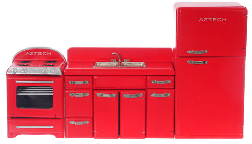 1950 Kitchen Set, 3pc, Red